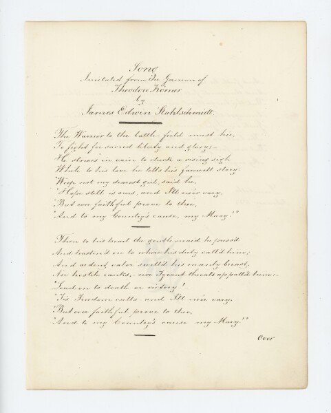 Theodor Körner | Illustriertes Gedicht nach | Aquarell | 1834