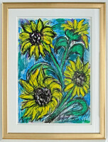 Antonius Höckelmann | Sonnenblumen | Acryl, Aquarell und Wachskreide | 1999