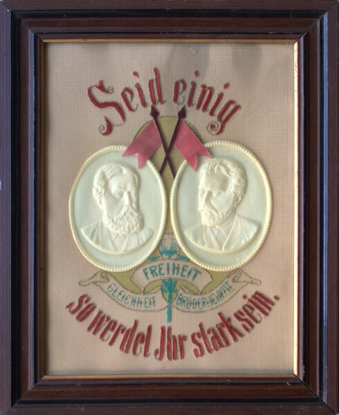 Unbekannter Hersteller | Proletarischer Haussegen/ Stickbild | Stickerei | um 1900