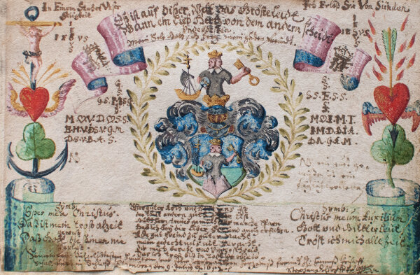 Schloss Starnberg | Barockes Stammbuchblatt | Tinte, Aquarell, Gold | 1652