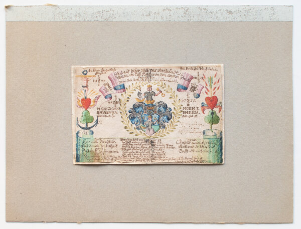 Schloss Starnberg | Barockes Stammbuchblatt | Tinte, Aquarell, Gold | 1652