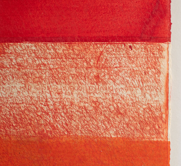 Wolfgang E. Biedermann | ohne Titel (rote Komposition) | Mischtechnik über Farbradierung | 1998/1999