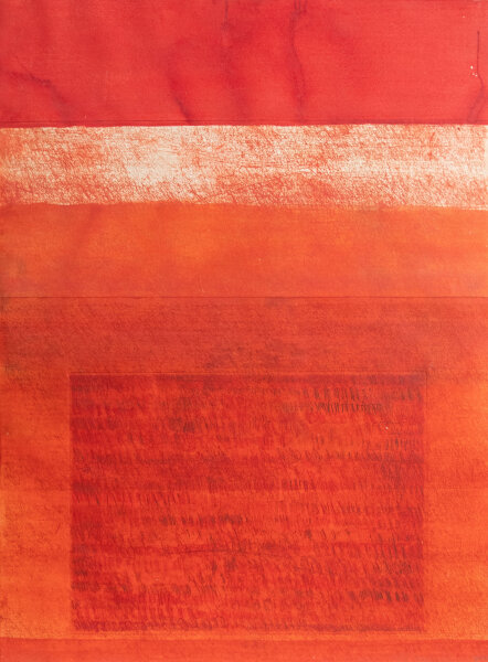 Wolfgang E. Biedermann | ohne Titel (rote Komposition) | Mischtechnik über Farbradierung | 1998/1999