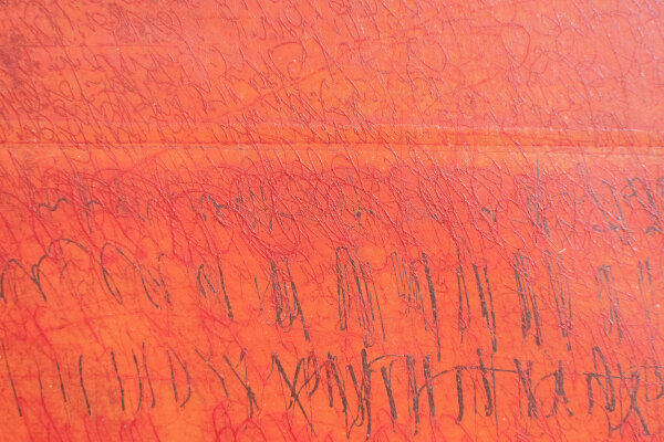 Wolfgang E. Biedermann | ohne Titel (rote Komposition) | Mischtechnik über Farbradierung | 1998/1999