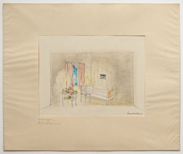Adolf Mahnke | Bühnenbildentwürfe zur Uraufführung von Richards Strauss Intermeezzo 1924 in Dresden | Aquarell, Gouache und Kohlestift über Bleistift | 1924