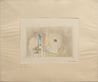 Adolf Mahnke | Bühnenbildentwürfe zur Uraufführung von Richards Strauss Intermeezzo 1924 in Dresden | Aquarell, Gouache und Kohlestift über Bleistift | 1924
