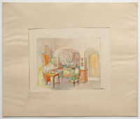 Adolf Mahnke | Bühnenbildentwürfe zur Uraufführung von Richards Strauss Intermeezzo 1924 in Dresden | Aquarell, Gouache und Kohlestift über Bleistift | 1924