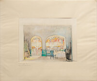 Adolf Mahnke | Bühnenbildentwürfe zur Uraufführung von Richards Strauss Intermeezzo 1924 in Dresden | Aquarell, Gouache und Kohlestift über Bleistift | 1924