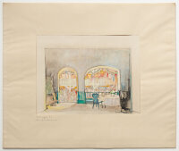 Adolf Mahnke | Bühnenbildentwürfe zur Uraufführung von Richards Strauss Intermeezzo 1924 in Dresden | Aquarell, Gouache und Kohlestift über Bleistift | 1924